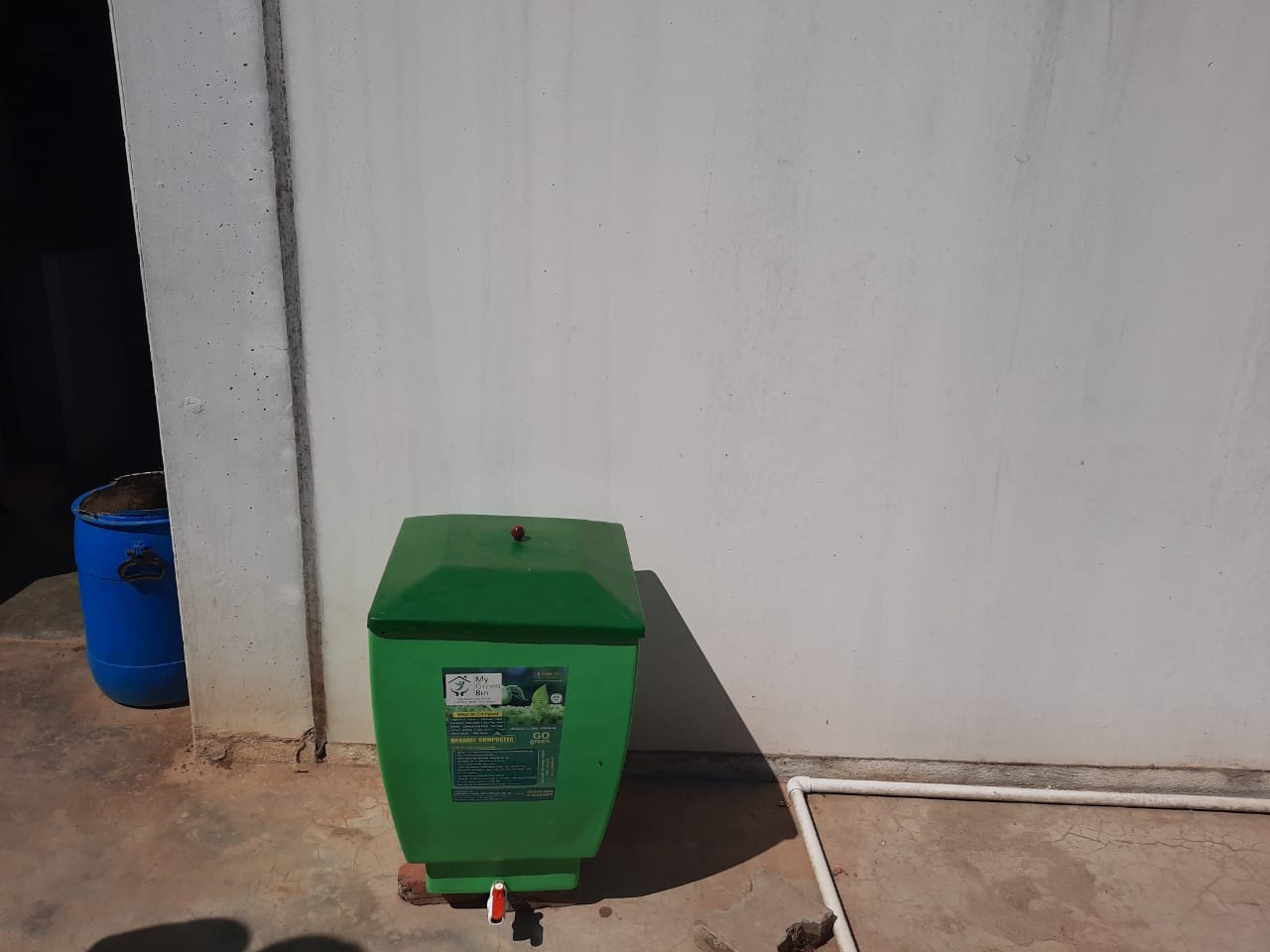 My Green Bin 120 Ltr community composter Installed @ M/s Indira Canteen, Madakeri Muncipal Corporation.